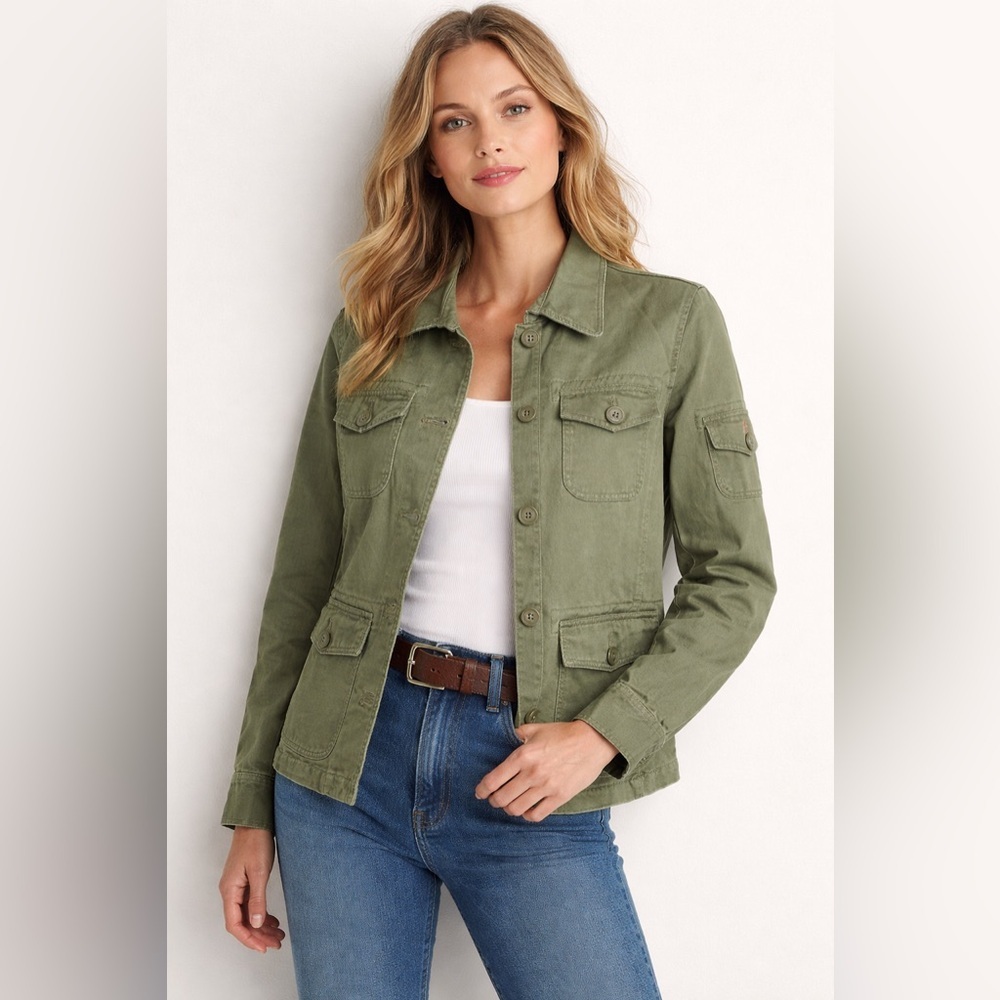 J. Crew Olive Green Utility Jacket Size Small 100% Cotton